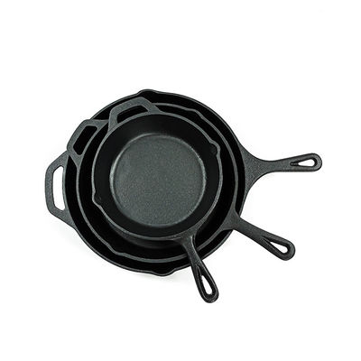 Pre Seasoned Long Handle Cast Iron Skillet Pan 6/8/10 Inch 3pcs/Set