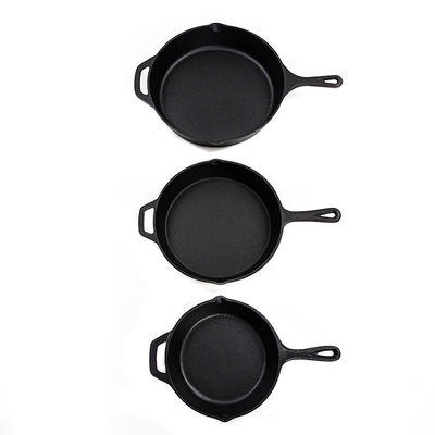 Pre Seasoned Long Handle Cast Iron Skillet Pan 6/8/10 Inch 3pcs/Set