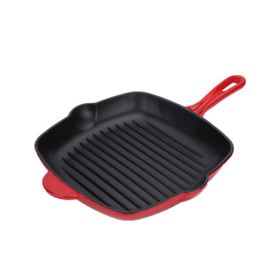 9 Inch Duracast Enameled Cast Iron Grill Pan With Long Handle