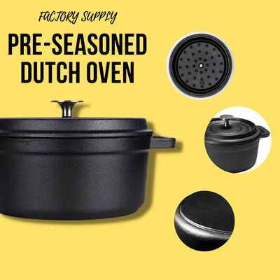Cast Iron Enamel Coating Pre Seasoned Dutch Oven With Lid For Camping