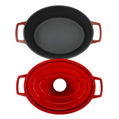 Customized Cast Iron Casserole Enamel Coating Oval Casserole With Lid