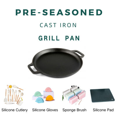 Pre Seasoned Cast Iron Frying Pan 30/35cm Cast Iron Grill Pan