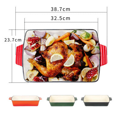 27*24*4.5cm Cast Iron Frying Pan Heavy Duty Enamel Coating Cast Iron Baking Pan