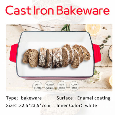 27*24*4.5cm Cast Iron Frying Pan Heavy Duty Enamel Coating Cast Iron Baking Pan