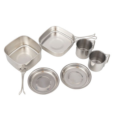 H6.8CM Camping Cooking Set D14.7CM Stainless Steel Camping Cookware 6pcs/Set