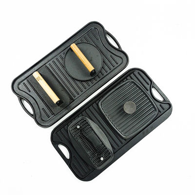 51.2*26.5cm Cast Iron Grill Griddle Bbq Griddle Pan With Press