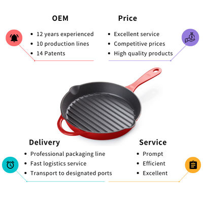26cm Seasoned Cast Iron Skillet Pan Healthy Cooking With Ridge Bottom