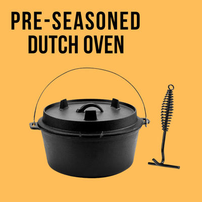 Matt Black Pre Seasoned Cast Iron Camp Oven 2 Quarts Easy Maintain