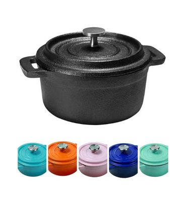 Cast Iron Enamel Coating Pre Seasoned Dutch Oven With Lid For Camping