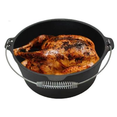 Matt Black Pre Seasoned Cast Iron Camp Oven 2 Quarts Easy Maintain