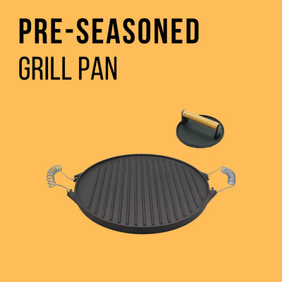 BBQ Pre Seasoned Cast Iron Griddle Pan With Superior Heat Retention