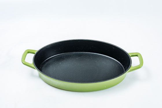 OEM ODM Cast Iron Frying Pan Easy Lifting Oval Roasting Pan SGS
