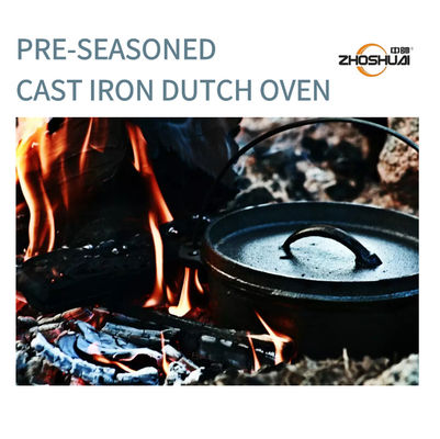 31X14&quot; Cast Iron Double Dutch Oven Pre Seasoned Matt Black With Legs