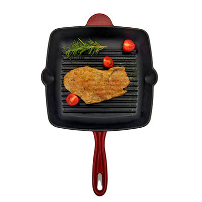 9 Inch Duracast Enameled Cast Iron Grill Pan With Long Handle
