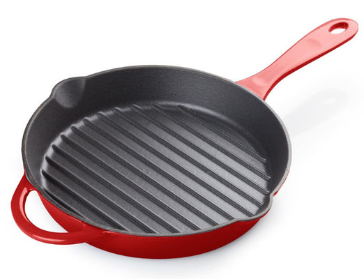 OEM Round Enameled Coated Cast Iron Skillet Withstand High Temperatures
