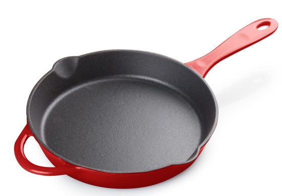 OEM Round Enameled Coated Cast Iron Skillet Withstand High Temperatures