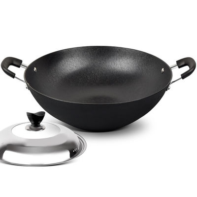 40/42cm Chinese Wok Pan Large Bottom For Easy Cooking BSCI/SGS