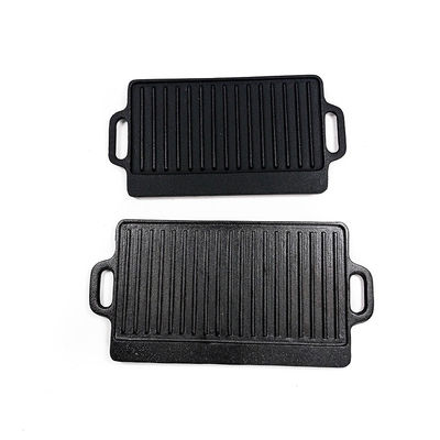 Two Handles Rectangular Cast Iron Griddle With Ridges 18x9.4x0.6inch
