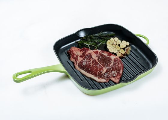 Green Enameled Cast Iron Skillet Pan Non Stick Cast Iron Deep Fryer