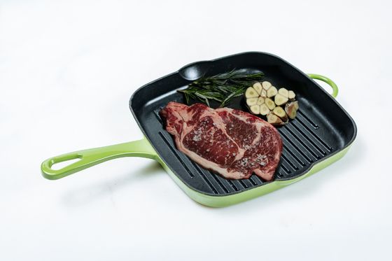 9 Inch Duracast Enameled Cast Iron Grill Pan With Long Handle