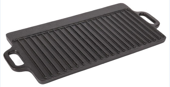 Two Handles Rectangular Cast Iron Griddle With Ridges 18x9.4x0.6inch