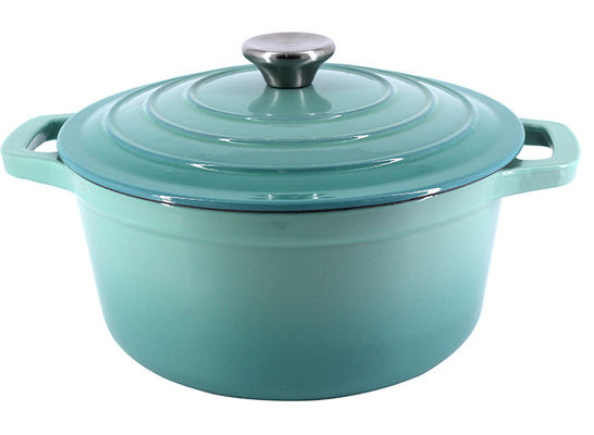 Non-Stick 2.4L Cast Iron Dutch Oven Two Handles Cast Iron Casserole Pot