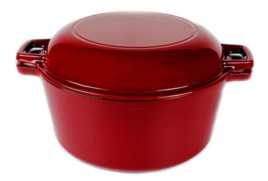 4.8L Cast Iron Casserole 2 In 1 Cast Iron Dutch Oven with Skillet Lid