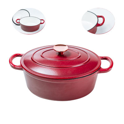 Matt Red Cast Iron Dutch Oven 4.5 / 7.2 Quart For Induction Stove