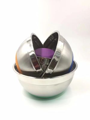 Stainless Steel Metal Salad Bowl With Lid 1.25L-5L Silicone Bottom