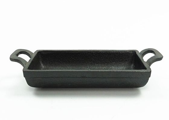 Double Handle Cast Iron Frying Pan 15.3*7.7cm Rectangular Deep Frying Pan