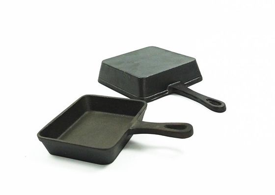 Square Cast Iron Grill Griddle Pre seasoned Grill Skillet Pan 17.3*10.5*2.2cm