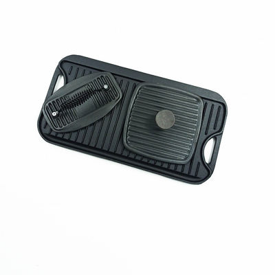 51.2*26.5cm Cast Iron Grill Griddle Bbq Griddle Pan With Press