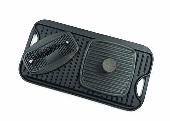 51.2*26.5cm Cast Iron Grill Griddle Bbq Griddle Pan With Press