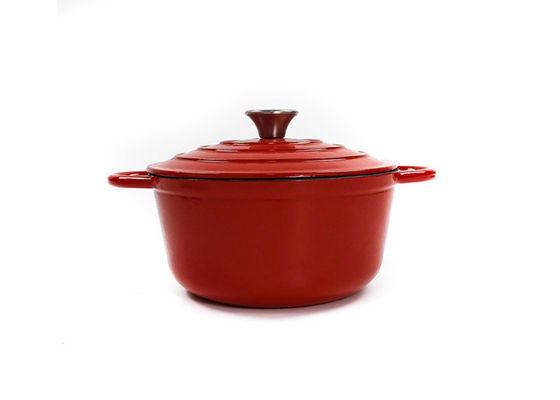 OEM ODM 21.3*10cm Red Cast Iron Dutch Oven ISO9001 certificated