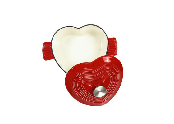 Heart Shaped Metal Casserole Dish Enamel Coating With Two Side Handles