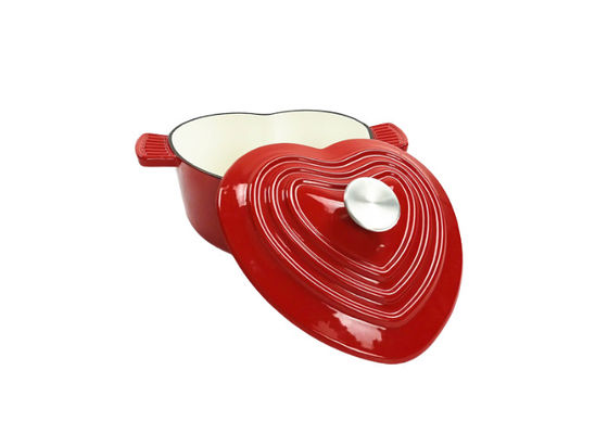 Heart Shaped Metal Casserole Dish Enamel Coating With Two Side Handles
