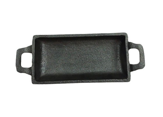 Double Handle Cast Iron Frying Pan 15.3*7.7cm Rectangular Deep Frying Pan