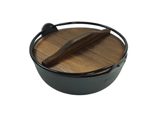 18/20/27cm Cast Iron Dutch Oven Pre Seasoned With Wooden Lid
