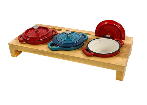 Enamel Coating Cast Iron Camp Oven 3pcs Set For Camping Fire