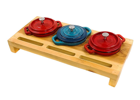Enamel Coating Cast Iron Camp Oven 3pcs Set For Camping Fire
