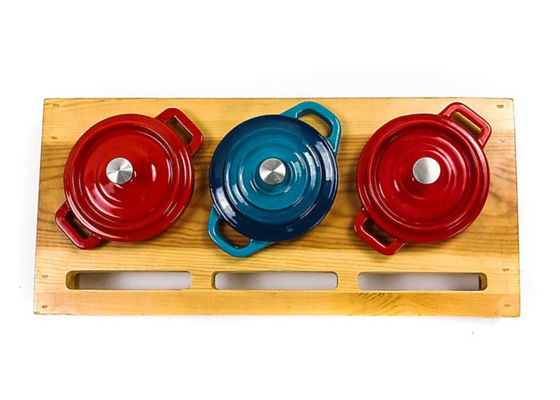 Enamel Coating Cast Iron Camp Oven 3pcs Set For Camping Fire