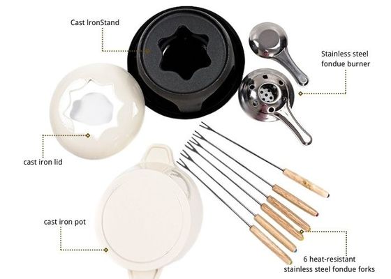 OEM Cast Iron Fondue Non Stick Enamel Cheese Fondue Pots 1.5 Quart