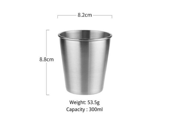 Cuatom Silver 304 Stainless Steel Cups Sets Dishwasher Safe Scratch-Proof