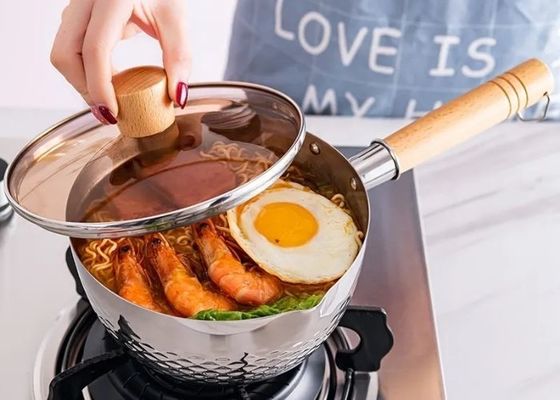 20/22cm Stainless Steel Cookware Sets 304 Stainless Steel Saucepan With Glass Lid