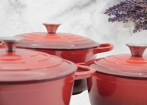Purple Enamel Coated Cast Iron Casserole With Lid No seasoning