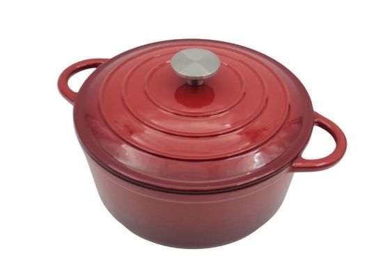 OEM ODM 21.3*10cm Red Cast Iron Dutch Oven ISO9001 certificated