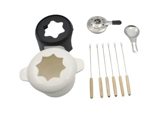 OEM Cheese Cast Iron Fondue Pot Non Stick Enamel Flat Bottom