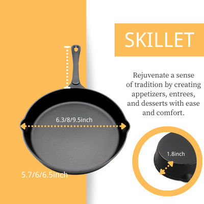 Round Cast Iron Skillet Pre-Seasoned : Perfect For Home Cooking And Outdoor Grilling 10 Inch / 12 Inch