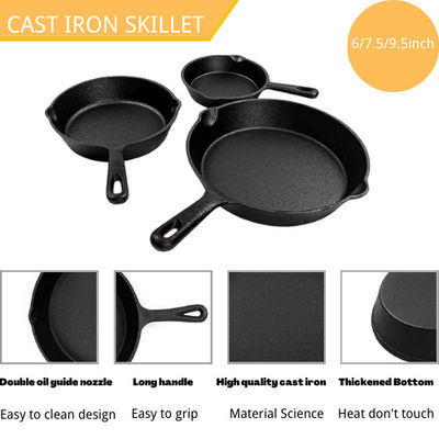 6/8/10 Inch Cast Iron Skillet Pre Seasoned For Sear, Sauté, Bake All Stove