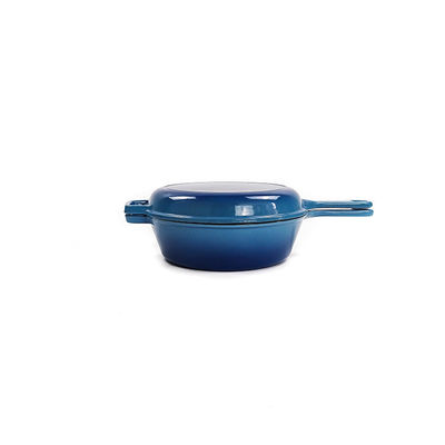 BSCI SGS Enameled Cast Iron Cookware Pan Lid And Stew Pot 2 In 1